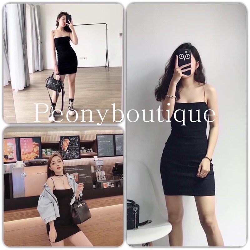 váy 2 dây body sợi bún, đầm 2 dây dáng ôm