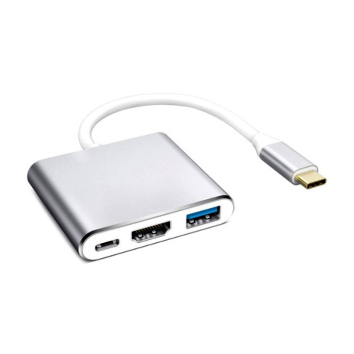 Cáp 3 in 1 chuyển đổi typeC sang VGA/ USB/ TypeC - hỗ trợ chất lượng FullHD (Xám) - Nhất Tín Computer