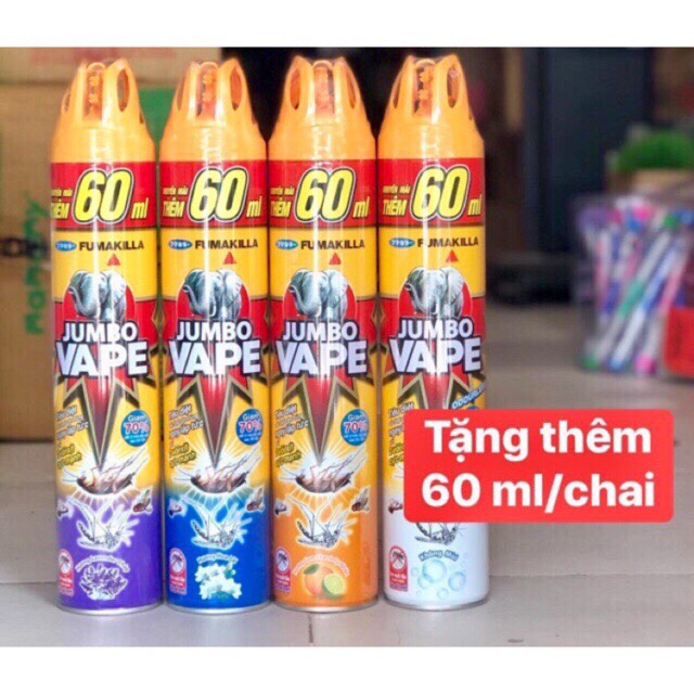 Bình xịt muỗi côn trùng Jumbo Hương Hoa Lài chai 600ml tặng thêm 60ml