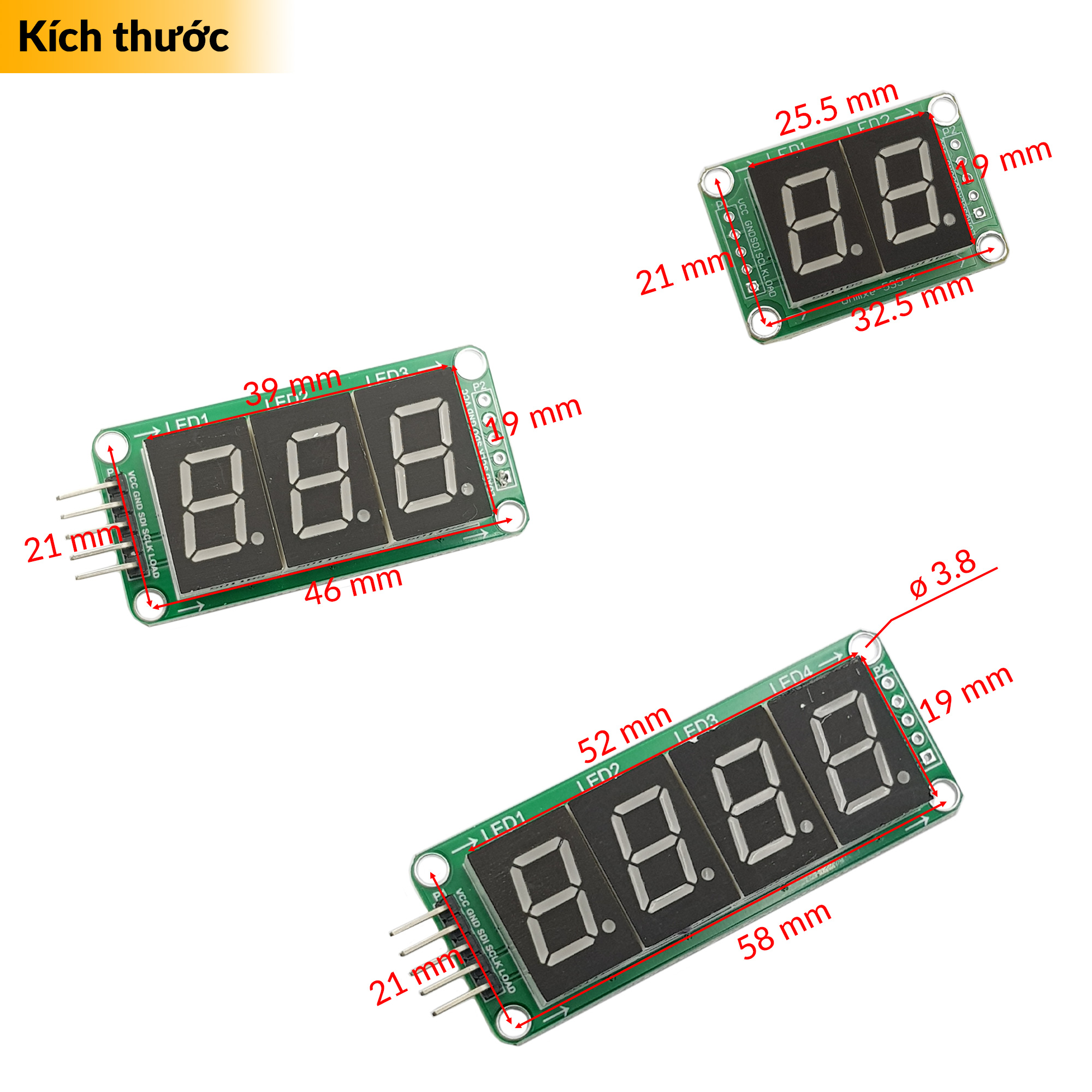 Module Mạch hiển thị LED 7 đoạn 2/3/4 số 74HC595