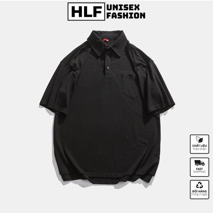 Áo thun polo trơn cổ trụ có túi nam, áo thun có cổ HLFashion