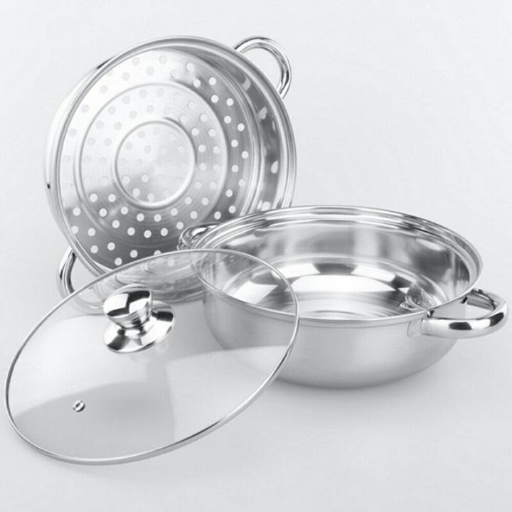 Nồi Hấp Inox 2 Tầng 28cm dùng được cho bếp từ