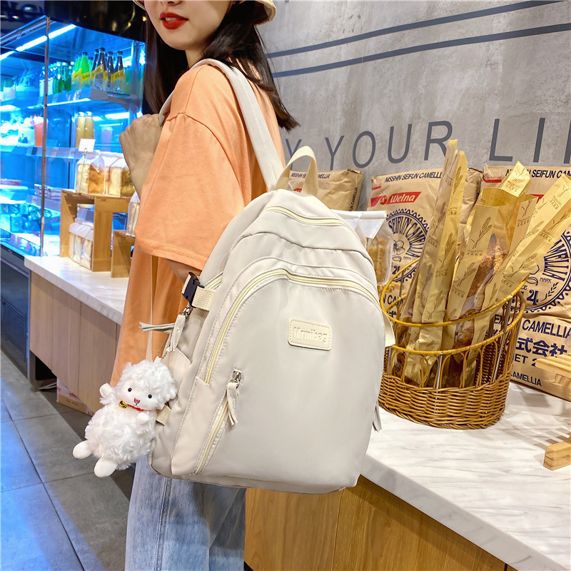 Balo Nữ Ulzzang Đi Học Basic Trơn Unisex Vải Dù Mịn Giá Rẻ BL05
