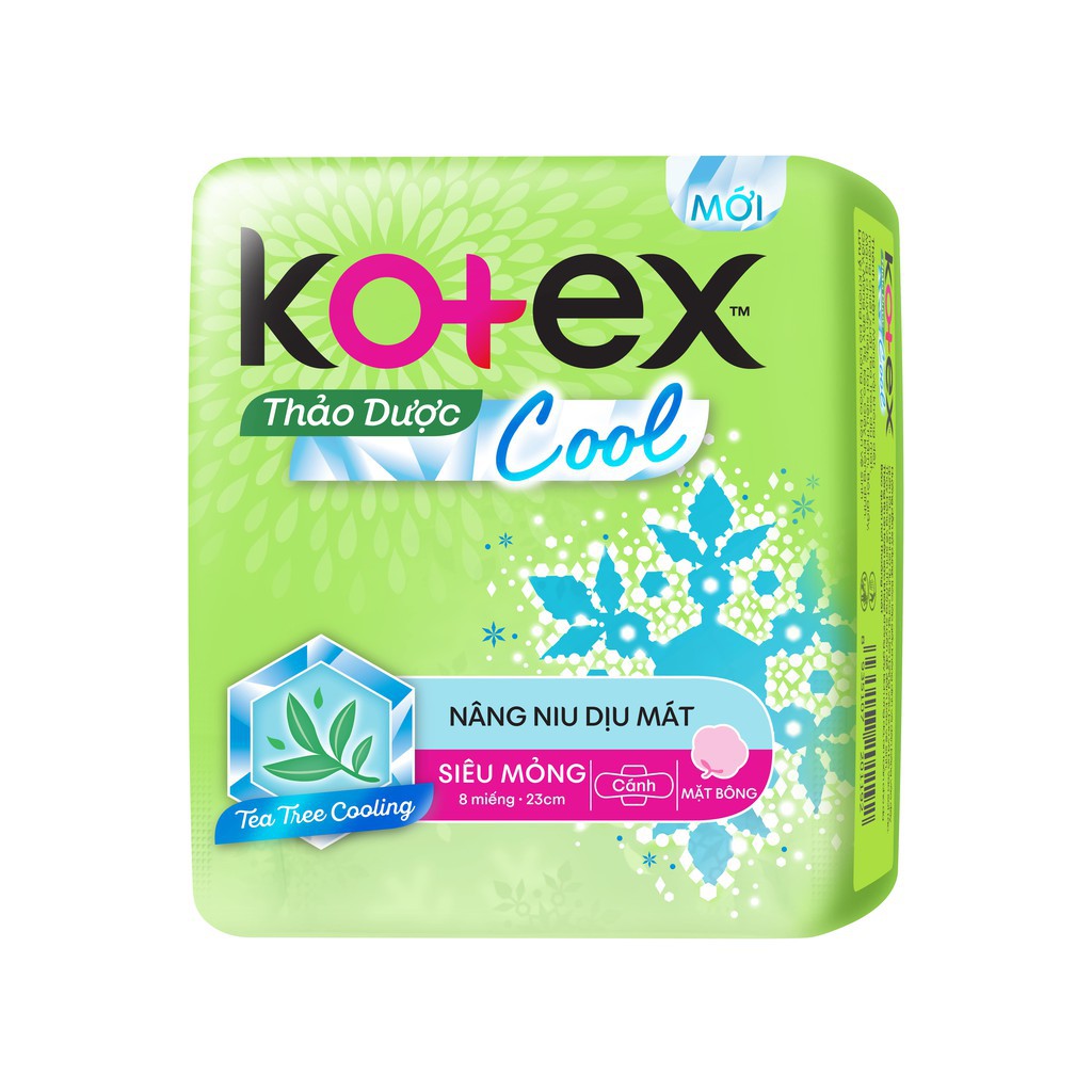 Băng vệ sinh Kotex thảo dược siêu mềm siêu mỏng cánh (8 miếng)