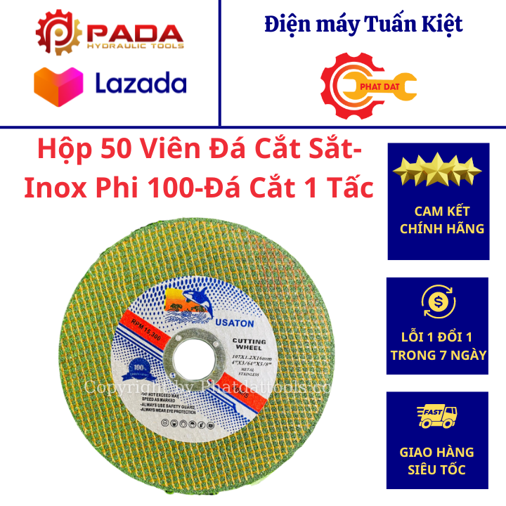 Hộp 50 viên đá cắt sắt-inox phi 100-đá cắt 1 tấc