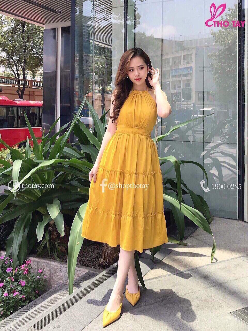 [HCM]Đầm Cổ Yếm Phi Lụa Phối 3 Tầng Thời Trang Dự Tiệc & Công Sở Mùa Hè . Qc SAKURA SAKURA SAKURA SAKURA SAKURA SAKURA SAKURA SAKURA SAKURA