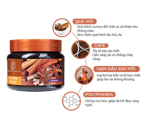Tẩy tế bào chết body quế hồi cà phê xuất xứ Nga loại bỏ da sần sùi giảm thâm sáng màu đều (380gram)