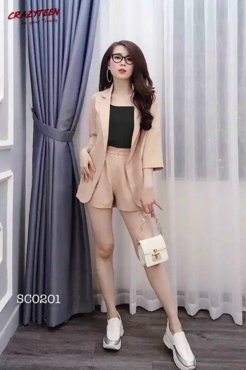 [HCM]Set vest ba món áo vest tay lỡ kèm quần đùi và áo 2 dây #setvest