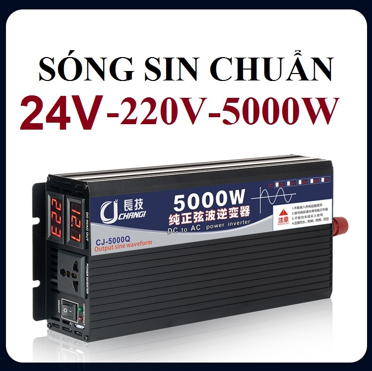 [Sóng Sin chuẩn] Bộ đổi nguồn inverter 24V lên 220v 5000W - phụ kiện chuyên dành cho xe ô tô