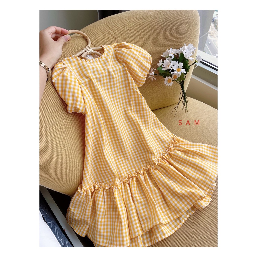 Đầm caro phong cách Hàn Quốc
