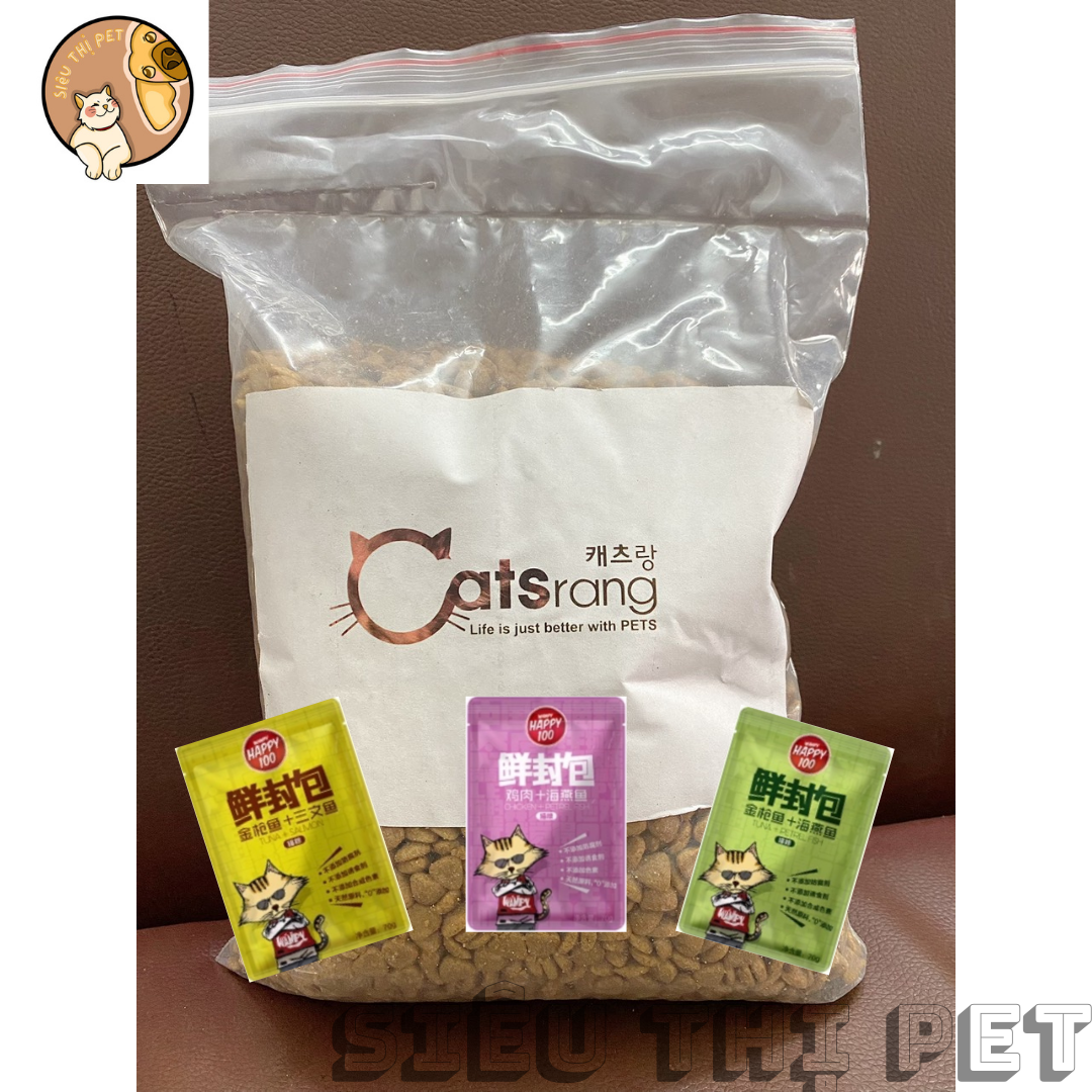 ( TIỆN LỢI )Combo Hạt Catsrang cho mèo MLT 1kg và pate HAPPY 100
