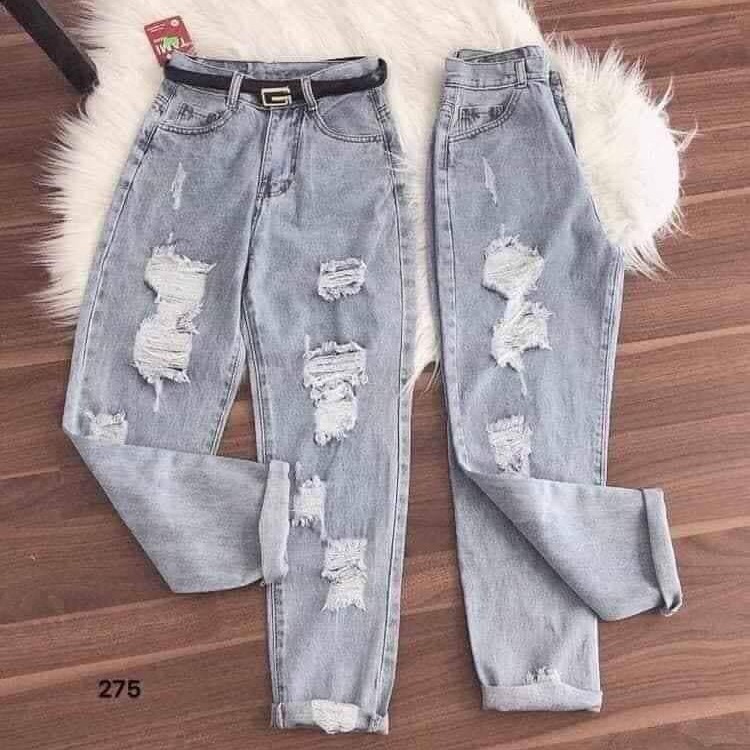 [HCM]Quần Baggy Jean Nữ Màu Xanh Rách Chất Bò Thơi Trang Cao Cấp Mẫu Mới Thỏ Tây Shop94 MS167