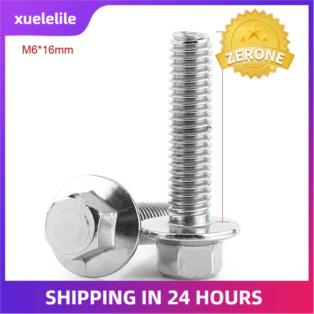 10pcs M6 Stainless Steel SS304 Hex Flange Screws Cap Washer Head Bolts Fastener