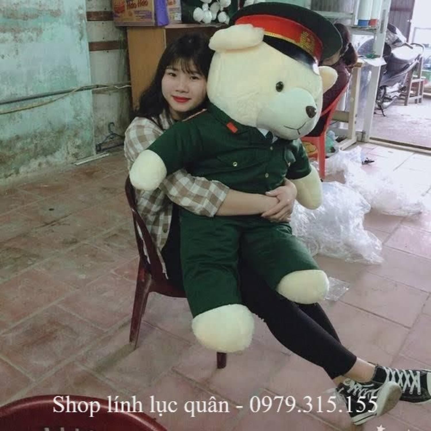 gấᴜ bông Quân đội Bộ đội Lục quân 1.2m ( có in tên, tiết, quân hàm)