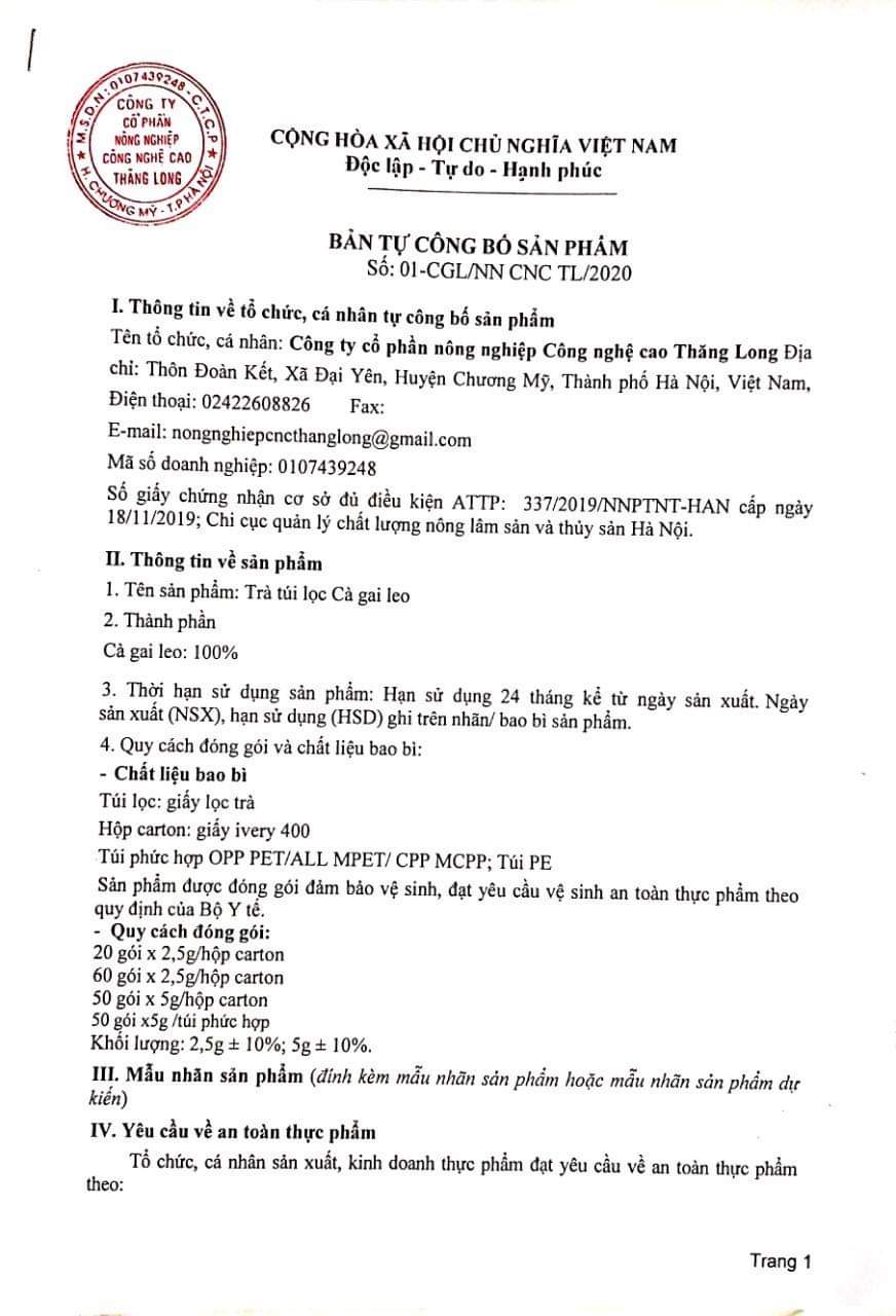 Trà cà gai leo túi lọc Sadu 10 bịch (2,5kg)