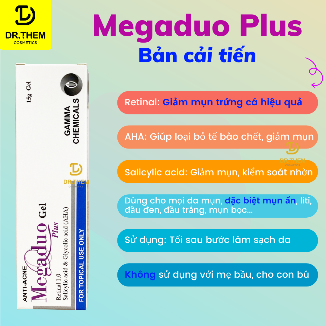 Megaduo Gel/Plus 15g/30g - GamMa, Giúp Giảm Mụn Mụn Ẩn, Thâm, Đầu Đen - Dr Thêm