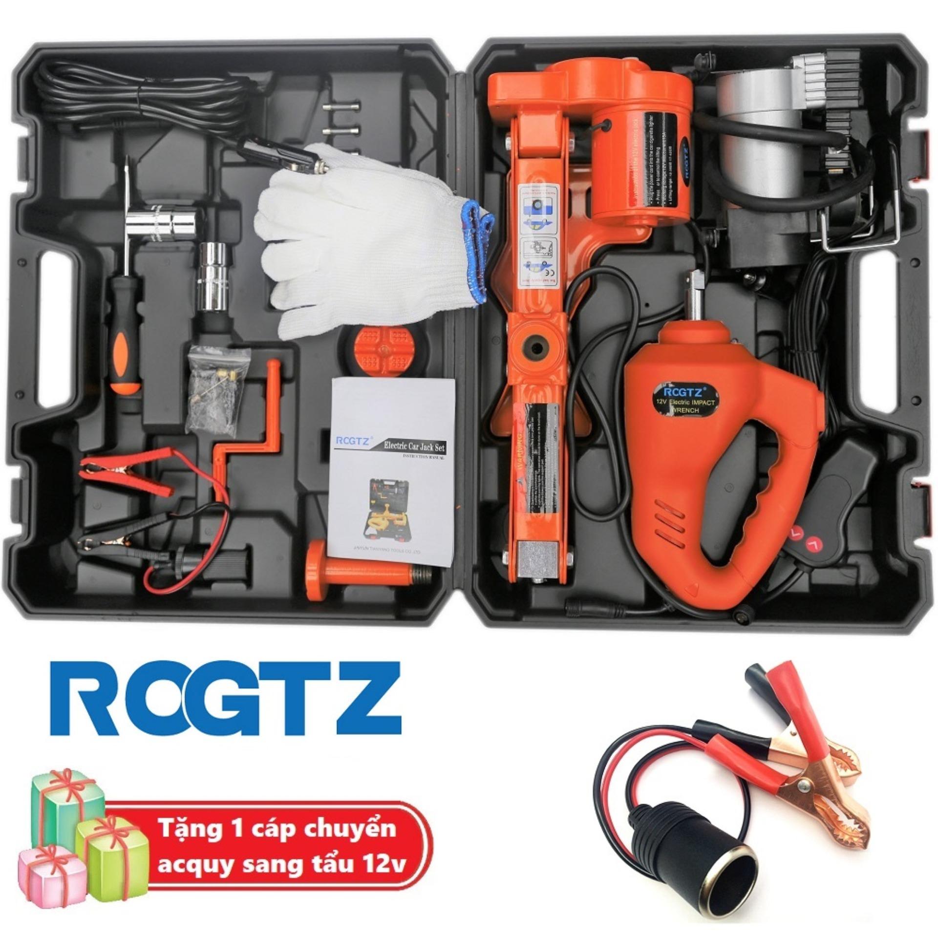 Bộ kích gầm ô tô 12V - Con Đội Điện Nâng Gầm xe hơi - Máy bắn ốc - Bơm lốp ô tô - Thương hiệu ROGTZ đến từ Đức Tặng kèm Dây kẹp bình ắc quy ra tẩu 12v