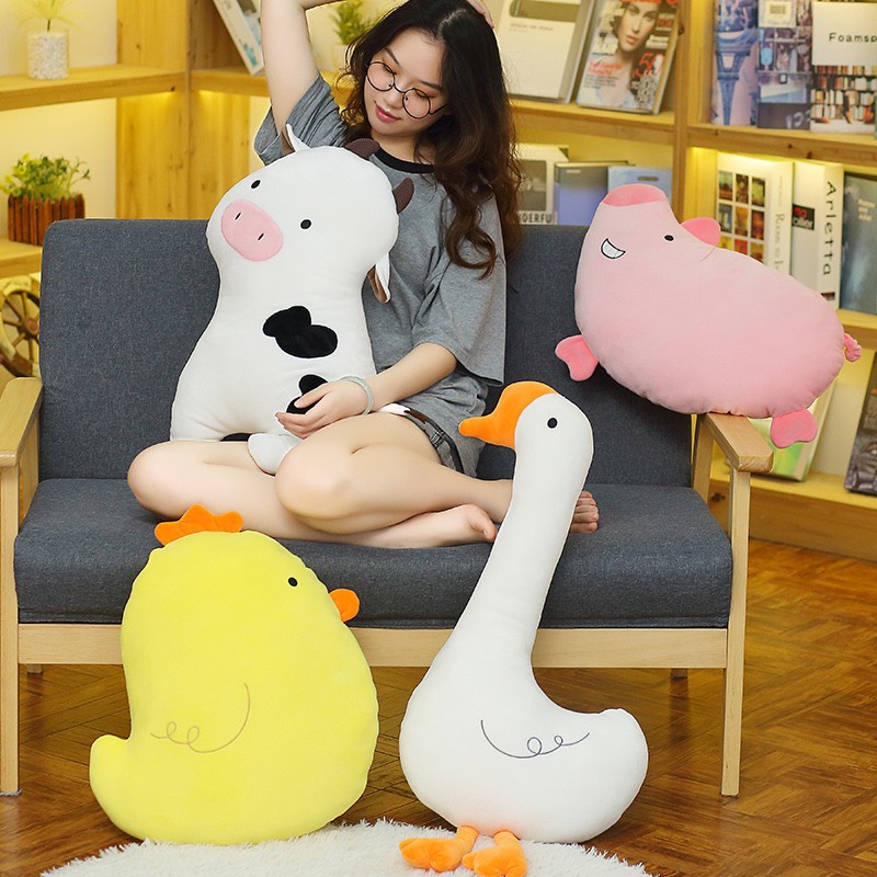 Decorative pillow shape piggy pink, milk cow, chicken and duck