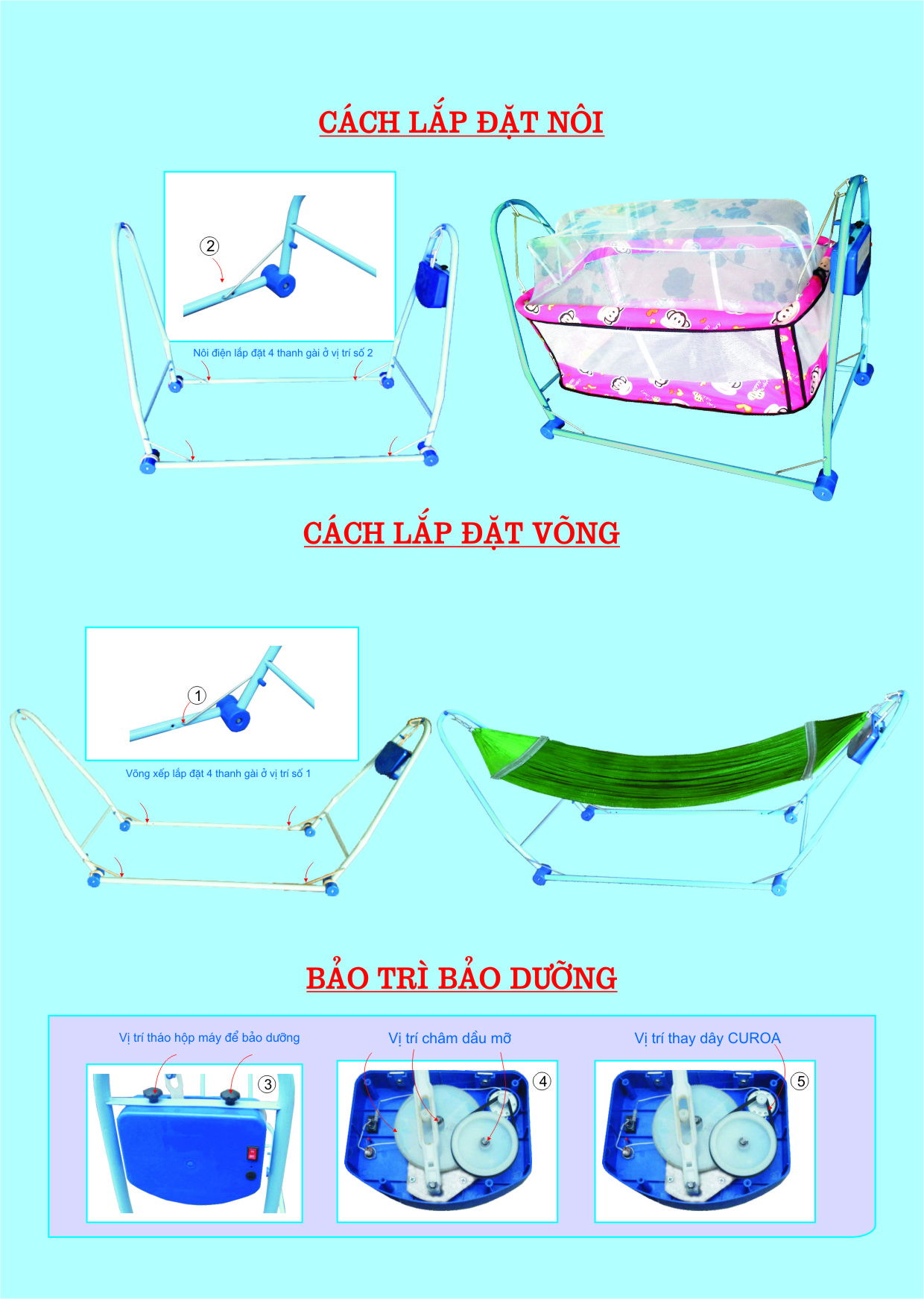 [Giá Sỉ] NÔI ĐIỆN TRẺ EM (tặng kèm võng) - NÔI CŨI TRẺ EM - VÕNG