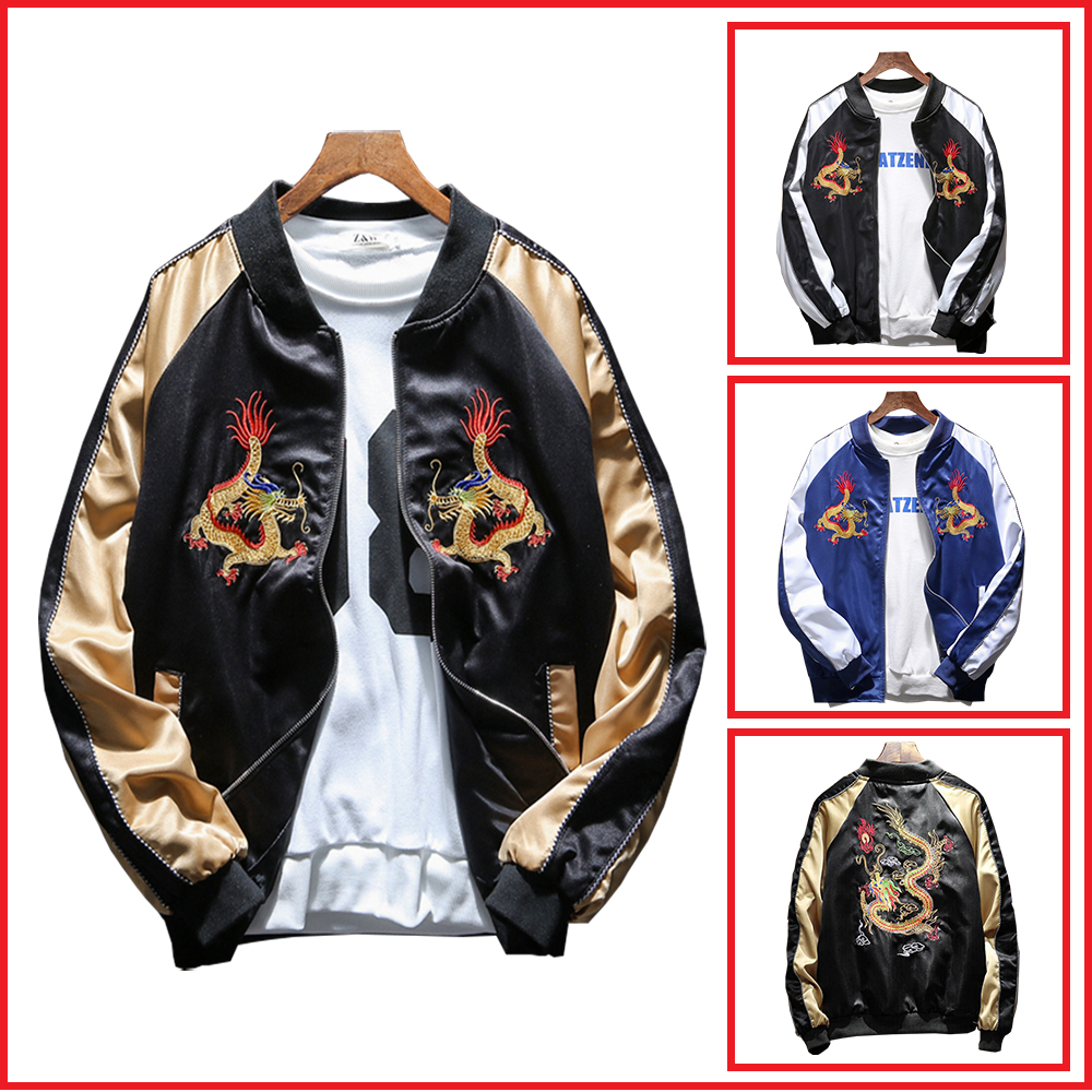 Áo Khoác Nhẹ Nam Nữ Khóa Kéo Phối Hình In Rồng Bay Kiểu Dáng Bomber Trẻ Trung Thanh Lịch Thời Trang 4MENHN AO KHOAC NAM 9000032