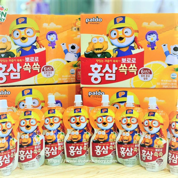 Hộp 10 Túi Nước Hồng Sâm Trái Cây Pororo -  (Vị Cam) - Hồng Sâm Trẻ Em
