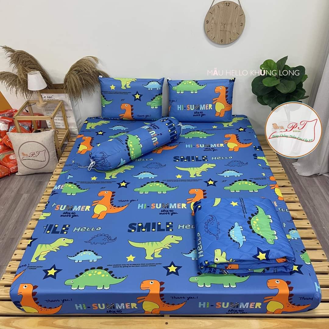 (Sale Sốc)💖 Sét 4 Món Ga Gối Kèm Vỏ Gối Ôm Kích Thước 35x105cm, Chất Liệu Ga Cotton Poly, Ga giường bo chun sẵn Nhiều Kích Thước (1 Ga + 2 vỏ gối nằm + 1 vỏ gối ôm)