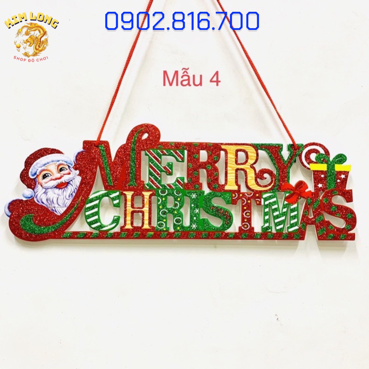 Chữ Merry Christmas treo cây thông hoặc dán tường phụ kiện trang trí noel - giáng sinh dài 40cm - 55cm