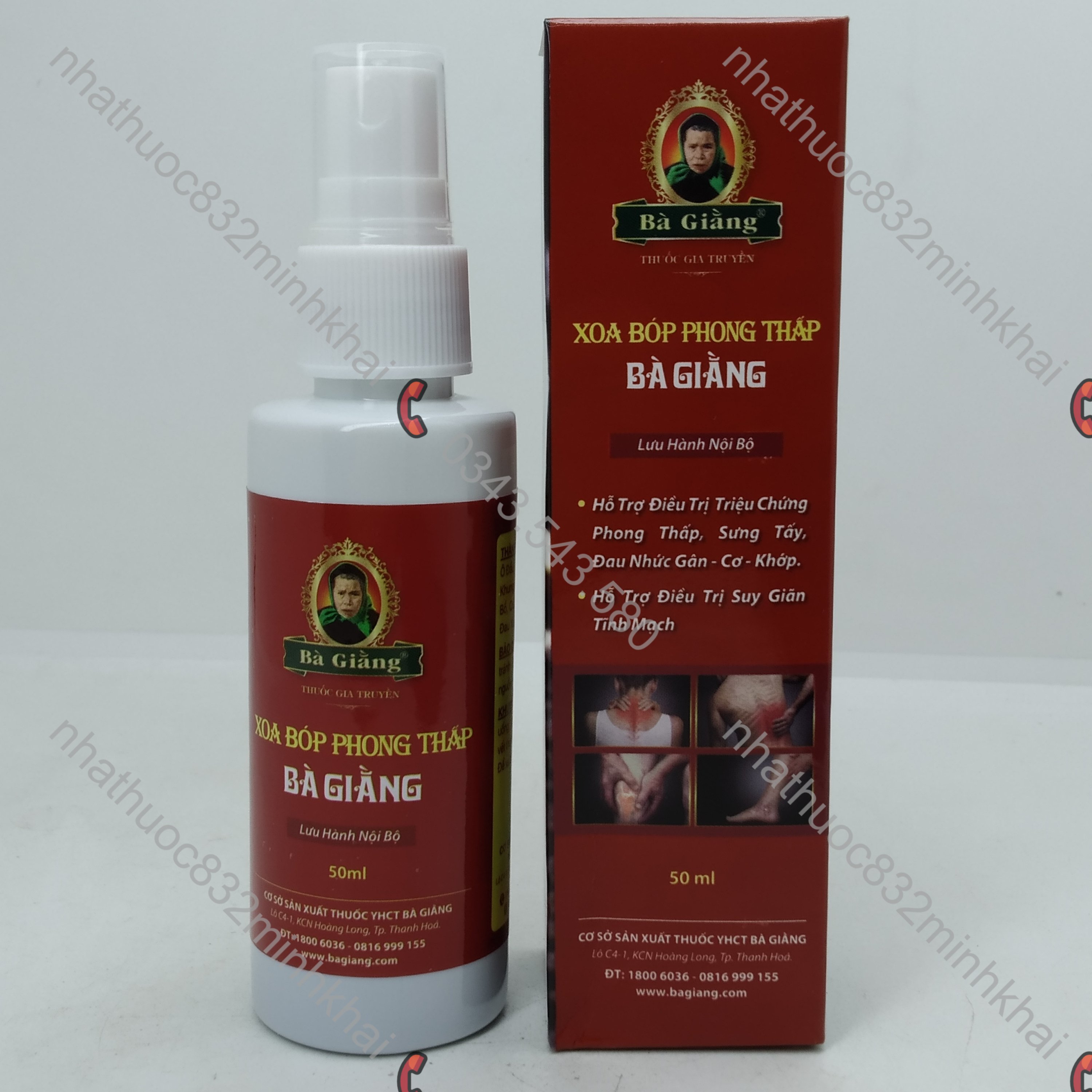 Xịt xoa bóp phong thấp Bà Giằng chai 50ml
