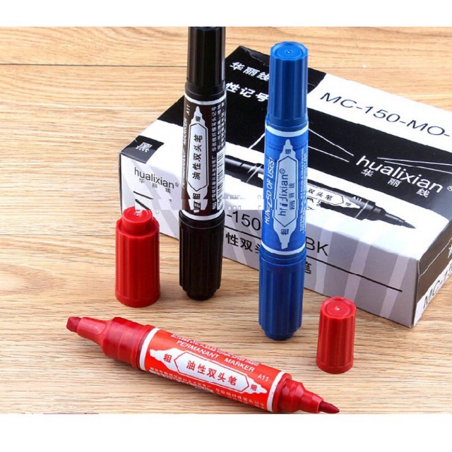Hộp 10 bút lông dầu 2 đầu,bút dạ dầu 2 đầu mo150