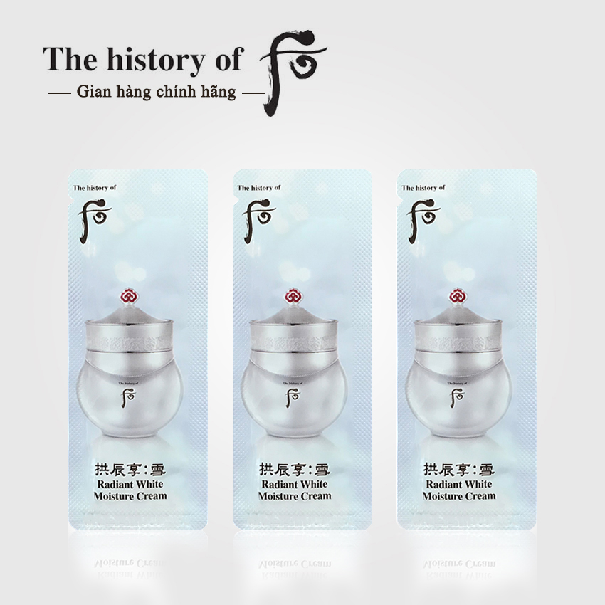 [30 gói] Kem dưỡng trắng mờ nám tàn nhang Whoo Radiant White Moisture Cream 1ml/gói; Kem dưỡng trắng Whoo; Kem Whoo trắng