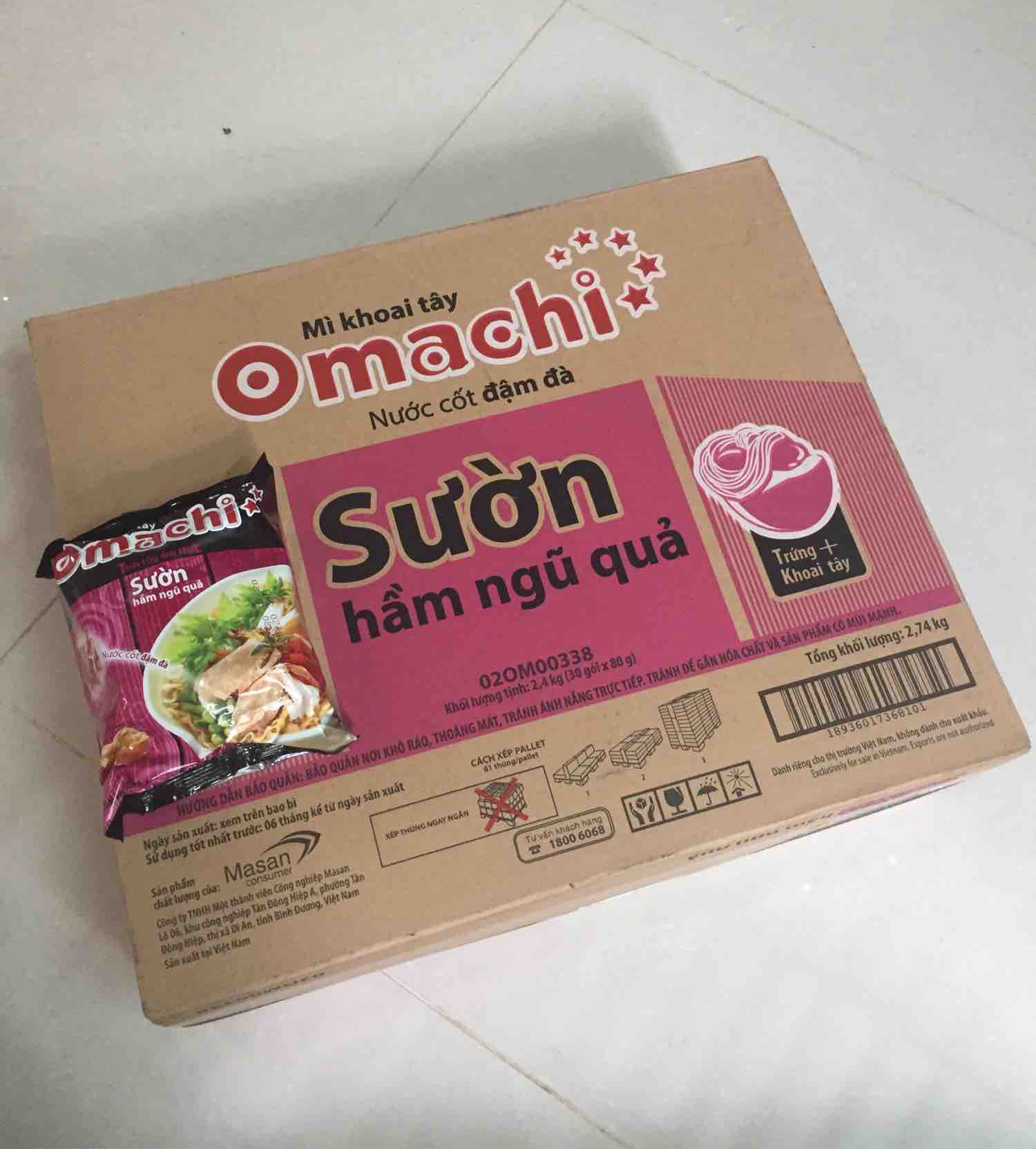 Mì Omachi Sườn hầm ngũ quả (Thùng 30 gói x 80gr)