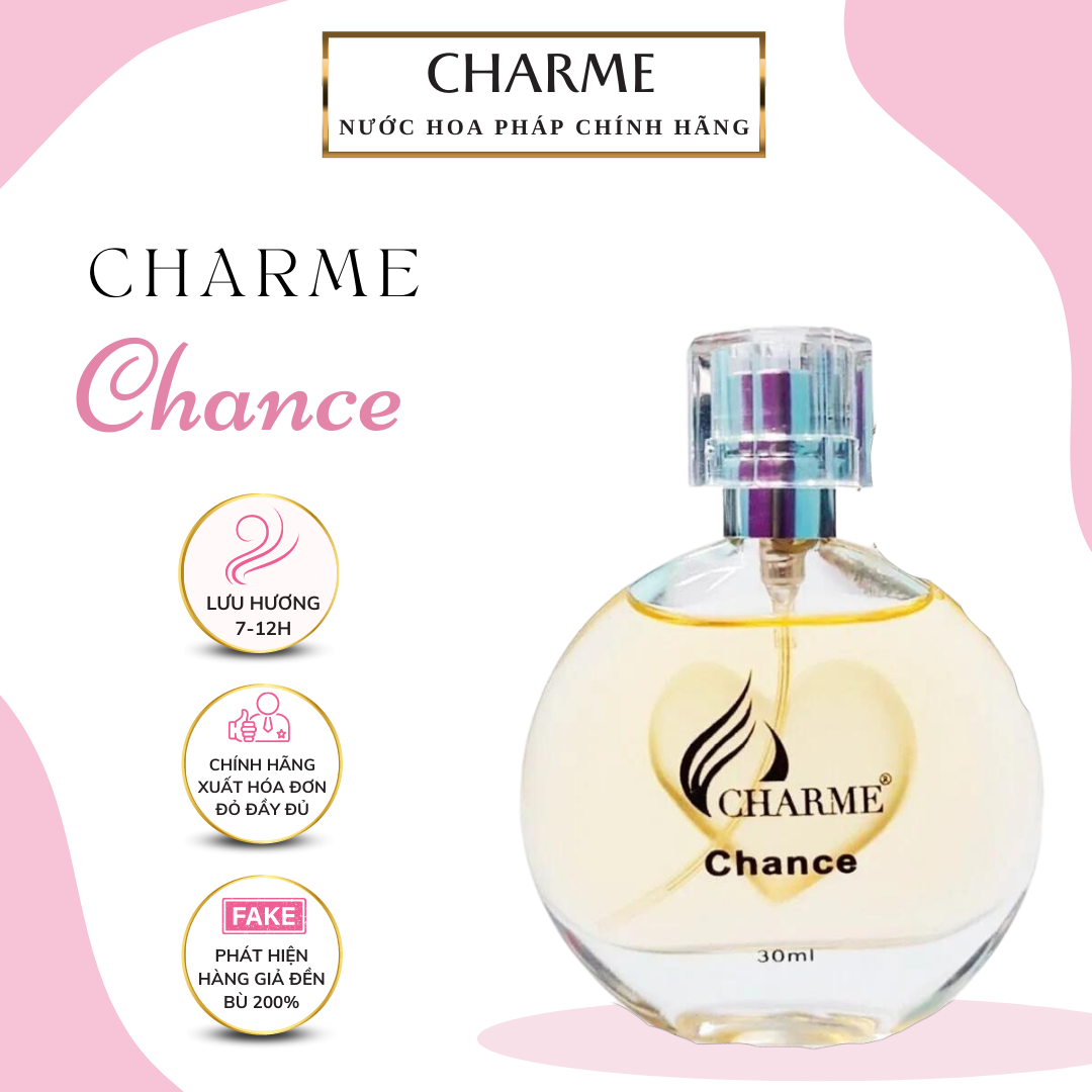 Nước Hoa Nữ Charme Chance 30ml,Nước Hoa Chính Hãng,Nước Hoa Cao Cấp,Nước Hoa Tỏa Hương Xa,Nước Hoa Thơm Lâu 48H