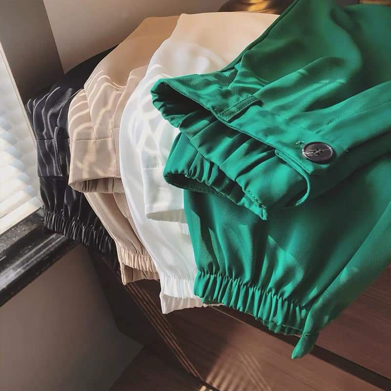 Quần baggy nữ bo gấu cao thấp