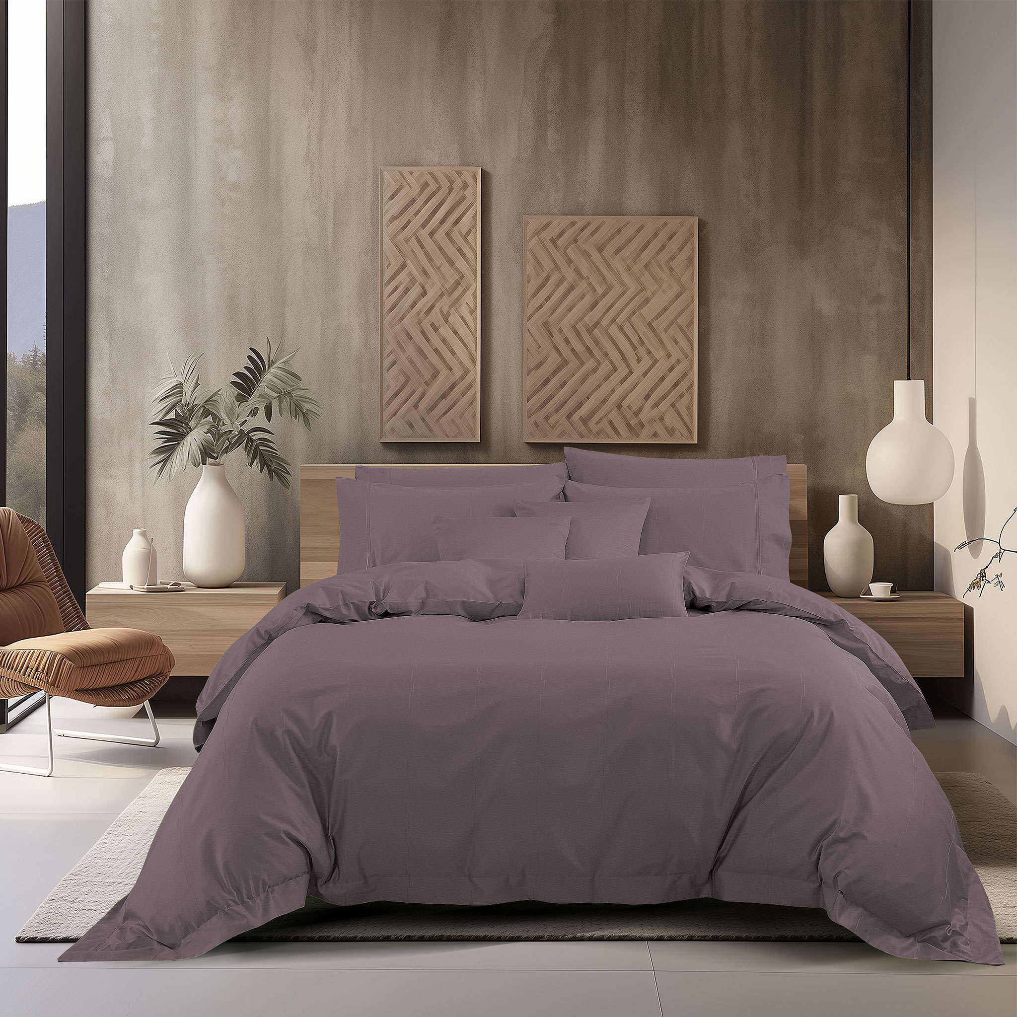 Bộ Ga kèm Vỏ chăn Akemi Cotton Select Affinity v2, gồm 6 món (King/Queen)