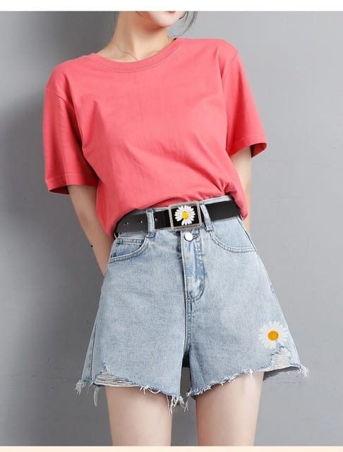 [HCM]Thắt lưng nữ dây nit bản hoa cúc siêu hot