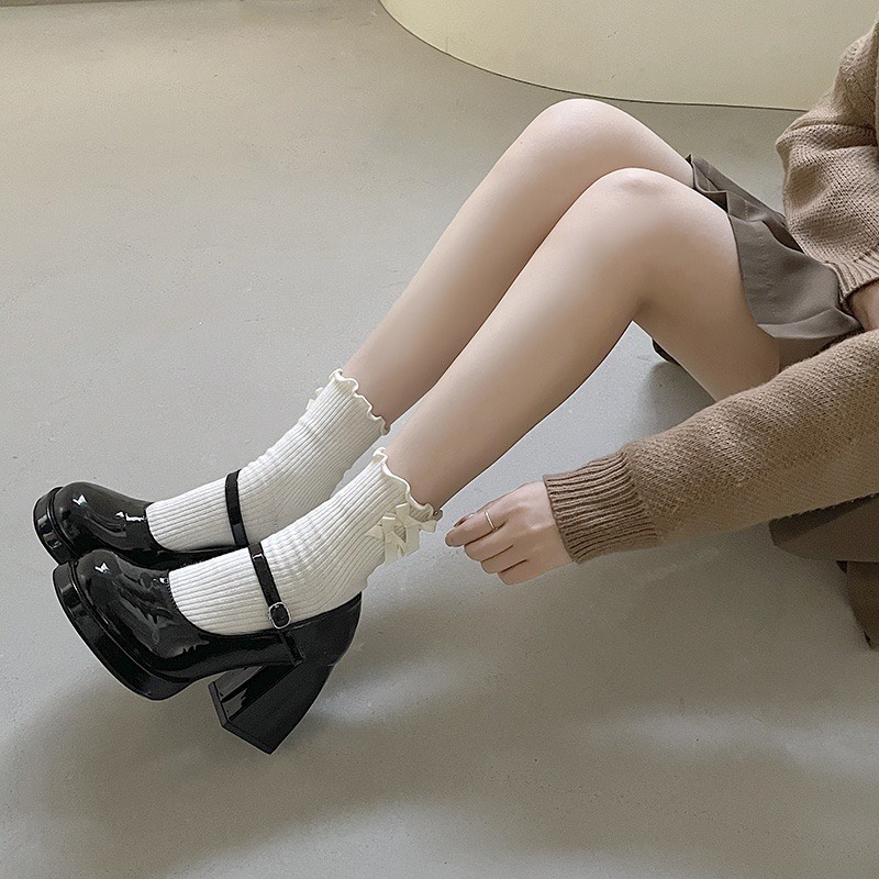 GIÀY CAO GÓT LNC62 GÓT DÀY, MÀU ĐEN,TRẮNG 6P THOẢI MÁI THỜI TRANG THANH LỊCH CHO NỮ