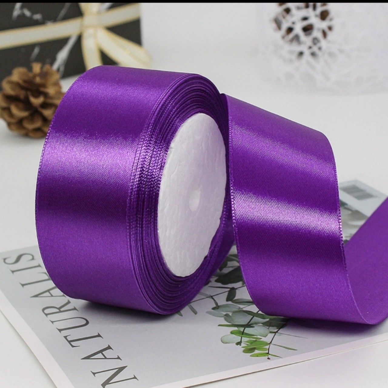(lố 5 cuộn) Ruy băng Vải lụa stain ♤ bản rộng 4cm♡