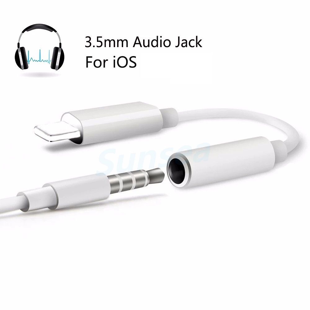 Aux audio jack plug earphone connector from lightning to 3.5mm earphone for iphone 7 / 7plus / 8 / 8plus / x / xs / xr / xs max