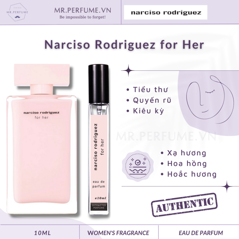 [Chiết 10ml] Nước hoa nữ Narciso For Her (hồng cao)