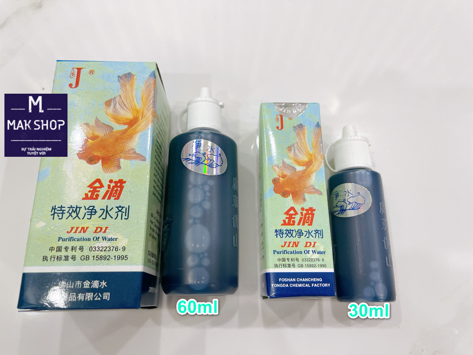 Dung dịch làm trong nước jindi chai 60ml cho hồ cá cảnh, hồ thủy sinh