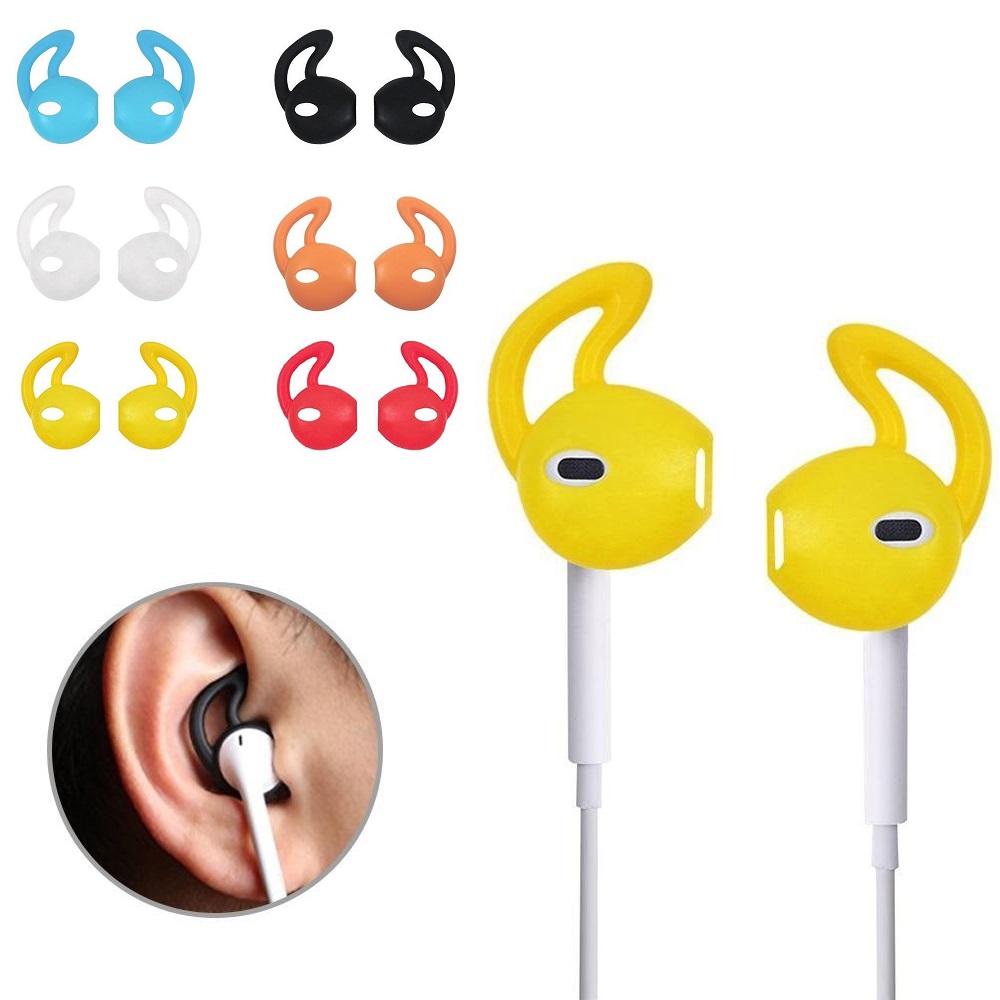 [SONGFUL] 2 Pairs Colorful Eartips Silicone In-ear Headset Earbuds Cover With Ear Hook compatible with Airpods compatible with IPhone 7 6 6S Plus 5 5S SE EarPods Earphone