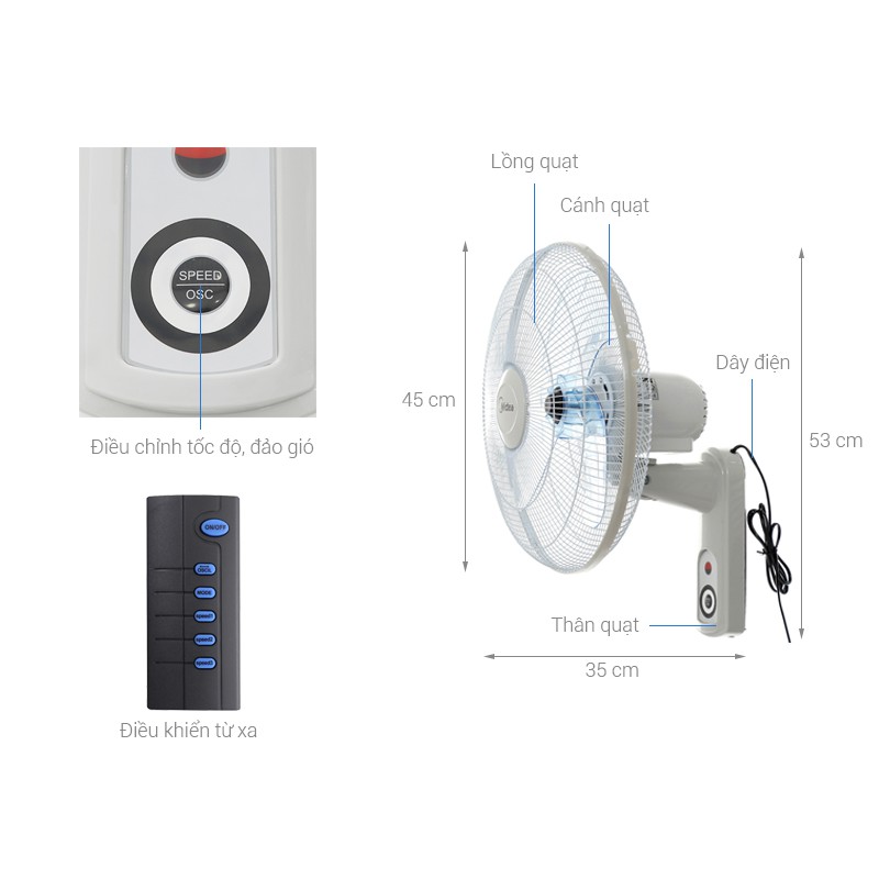 Quạt Treo Tường Midea FW40-15VFR