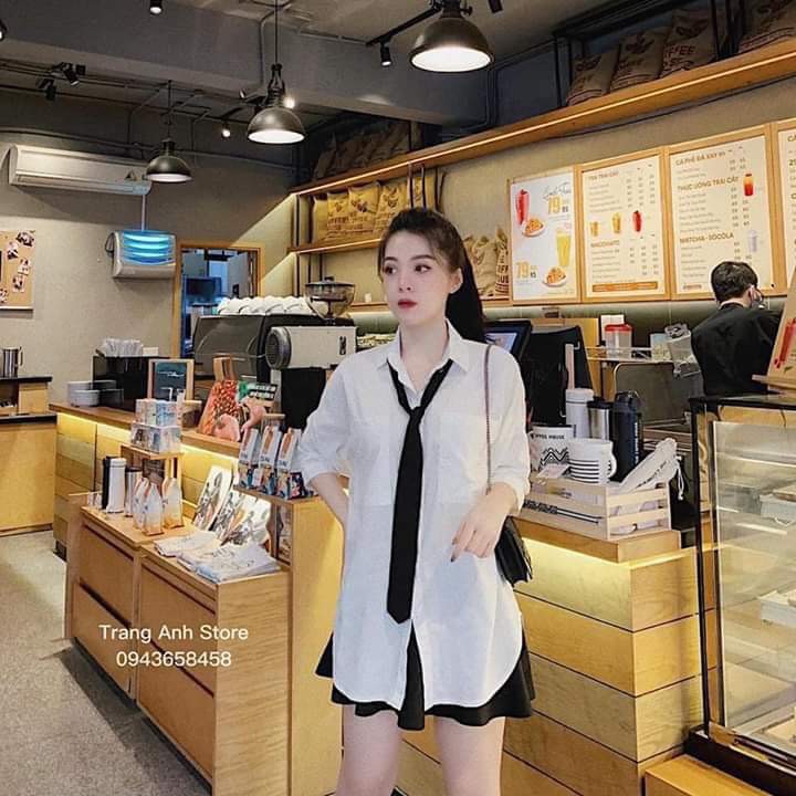 Áo sơ mi học sinh kèm thắt cavat stype TTSLA0143