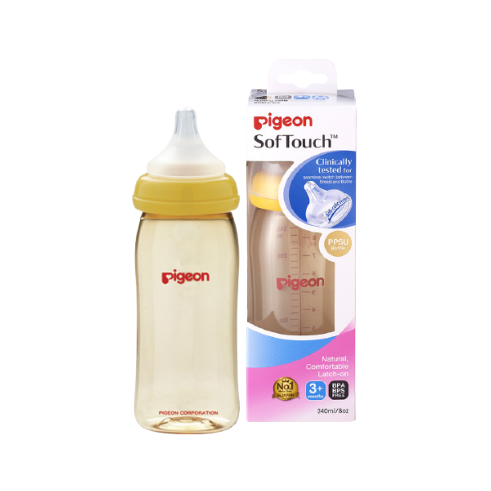 Bình sữa Pigeon Softouch PPSU 160ml / 240ml cổ rộng chính hãng cho bé – Mẹ bé Soko
