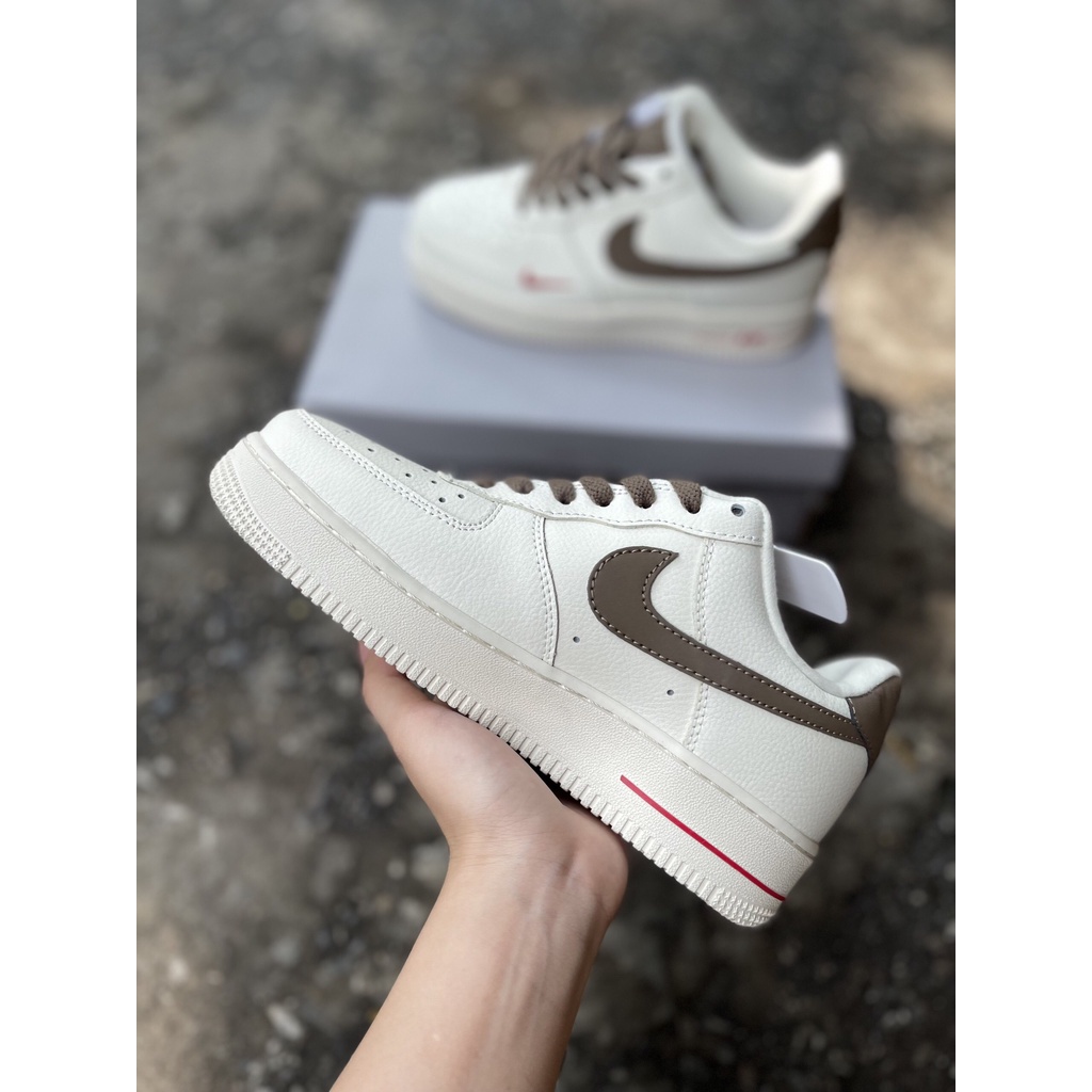 Giày thể thao nike  AF1 vệt nâu, Giày sneaker air force 1 low khâu độn đế 4cm full box bill