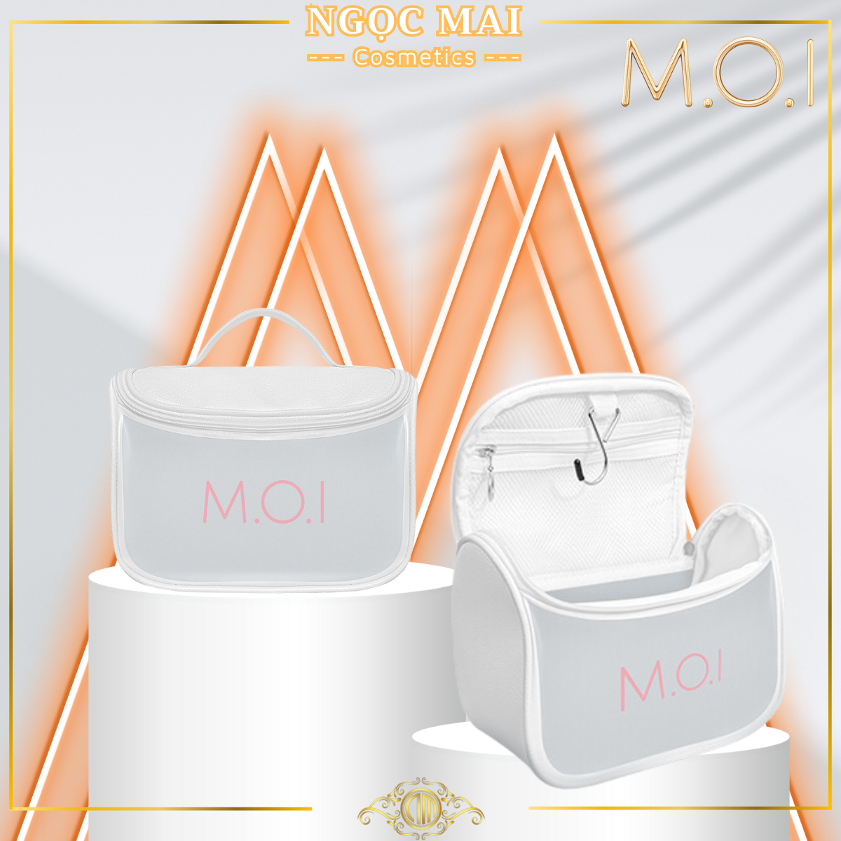 Túi Đựng Mỹ Phẩm Simili Trắng M.O.I Cosmetics - Mỹ Phẩm Hồ Ngọc Hà