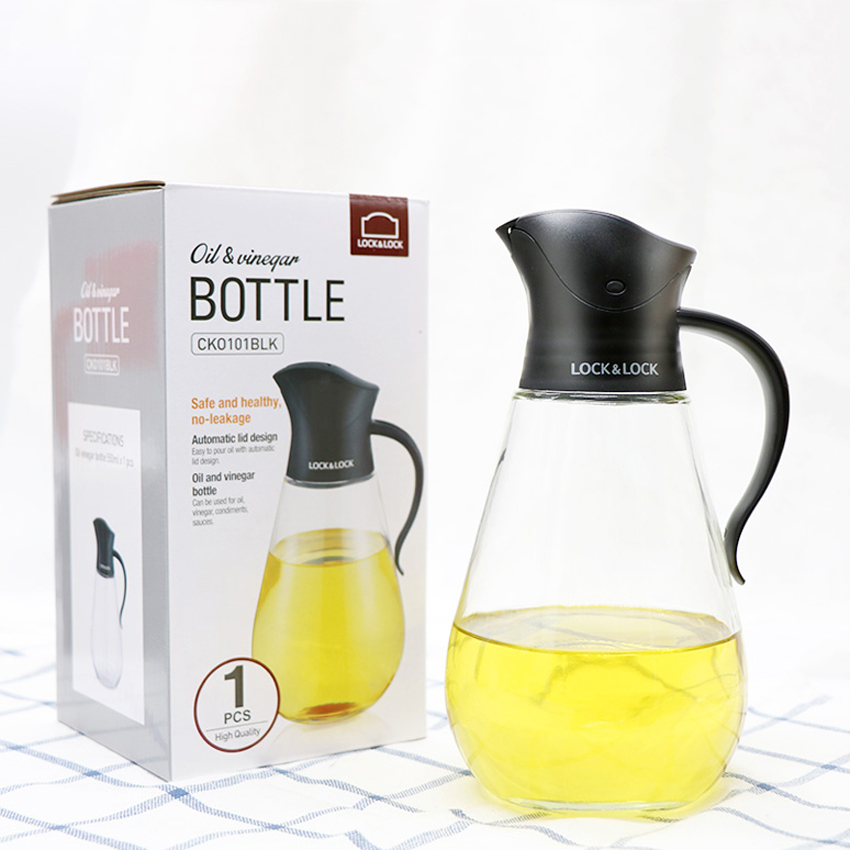Bình Thủy Tinh Rót Dầu Lock&Lock CKO101 550ml (bình đựng dầu ăn, nước chấm, xì dầu nắp tự động đóng mở)