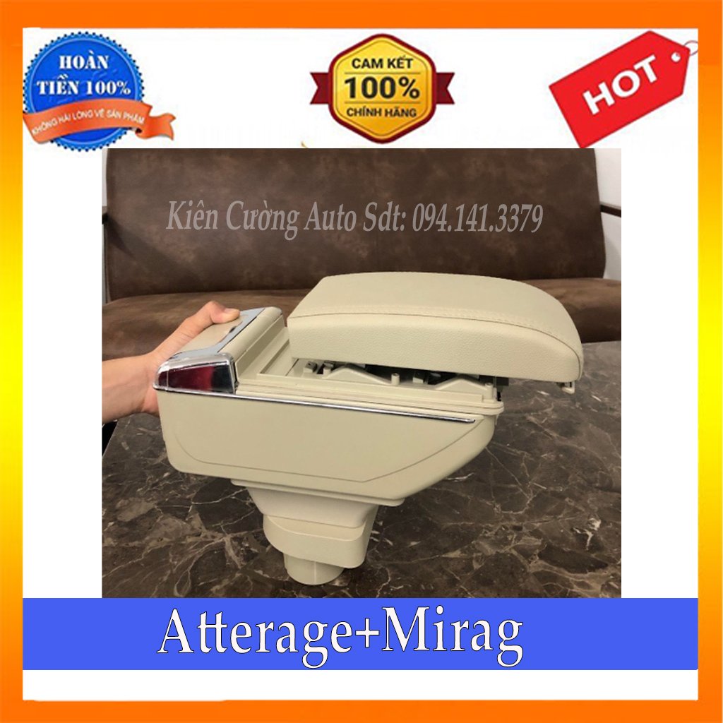 Hộp tỳ tay xe Attrage / Mirage cao cấp tích hợp cổng sạc USB - Bảo hành 12 tháng