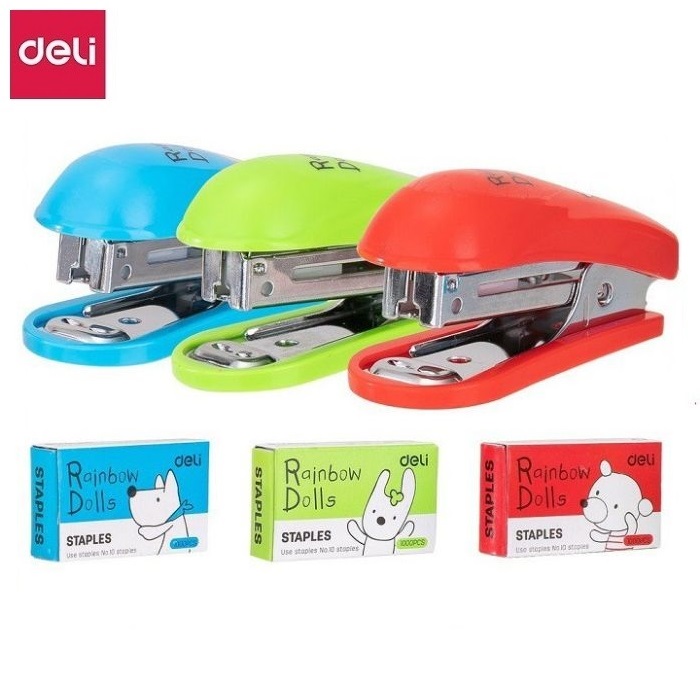 Dập ghim mini số 10 + hộp kim Deli - E0253