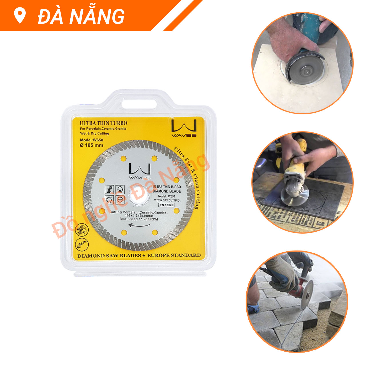 Lưỡi cắt - Đá cắt gạch, gốm sứ, cắt đá... siêu mỏng Waves W650-DBK105